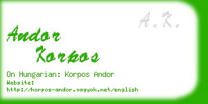 andor korpos business card